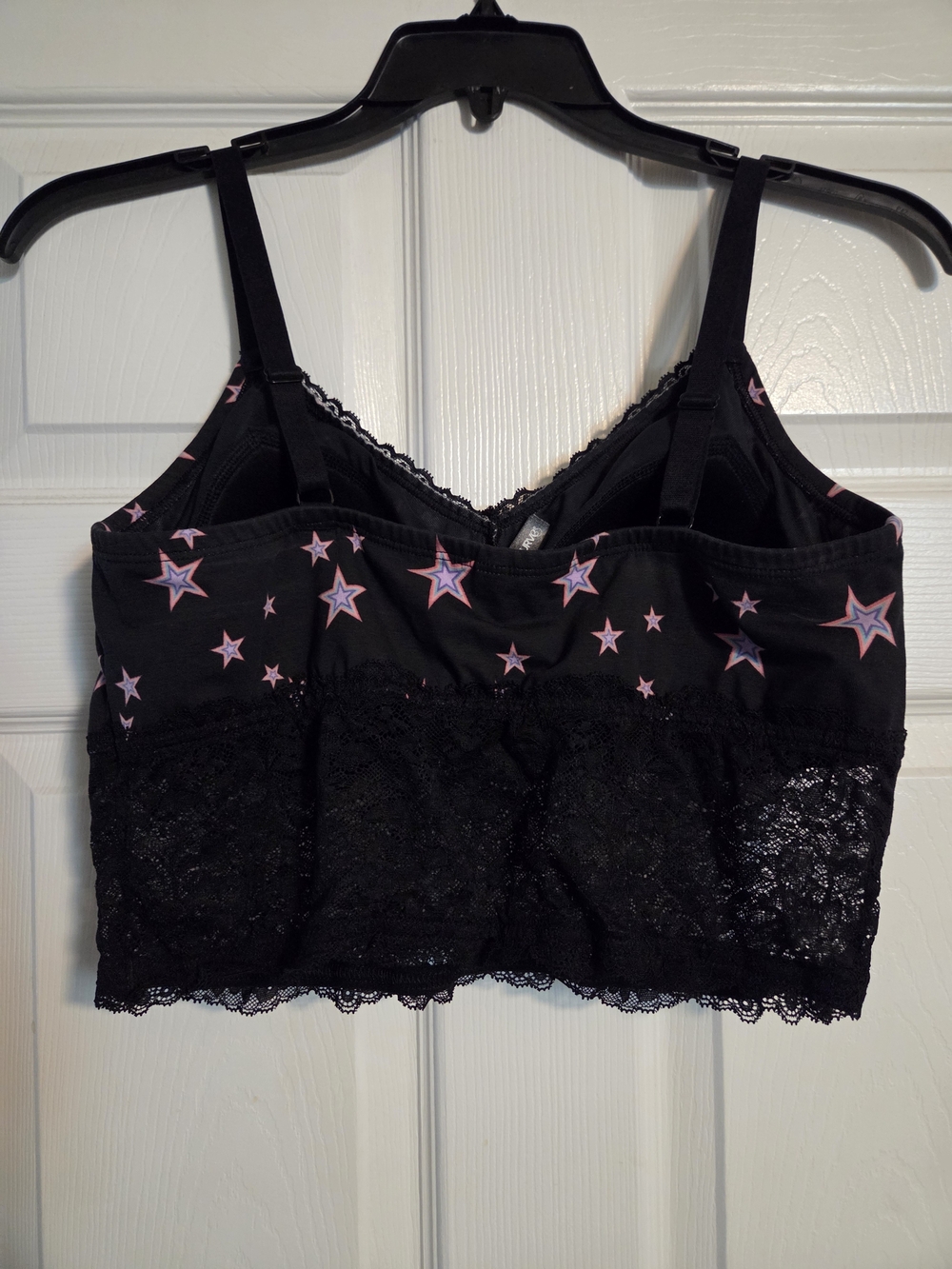 Torrid Black Star-Print Lace Bralette with Pink Stars - Picture 2 of 3